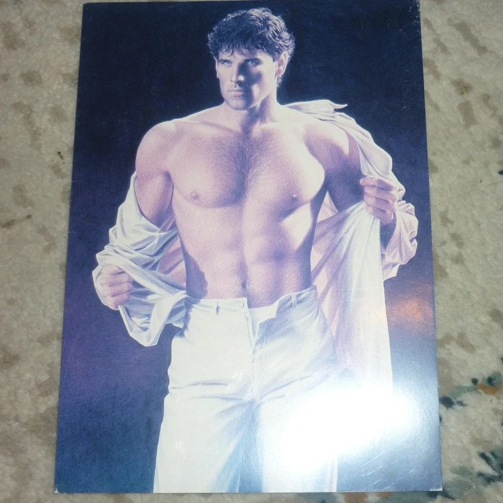 Vintage 1986 Nick Backes Mills College Starlets Muscular Male Greeting Card 80s